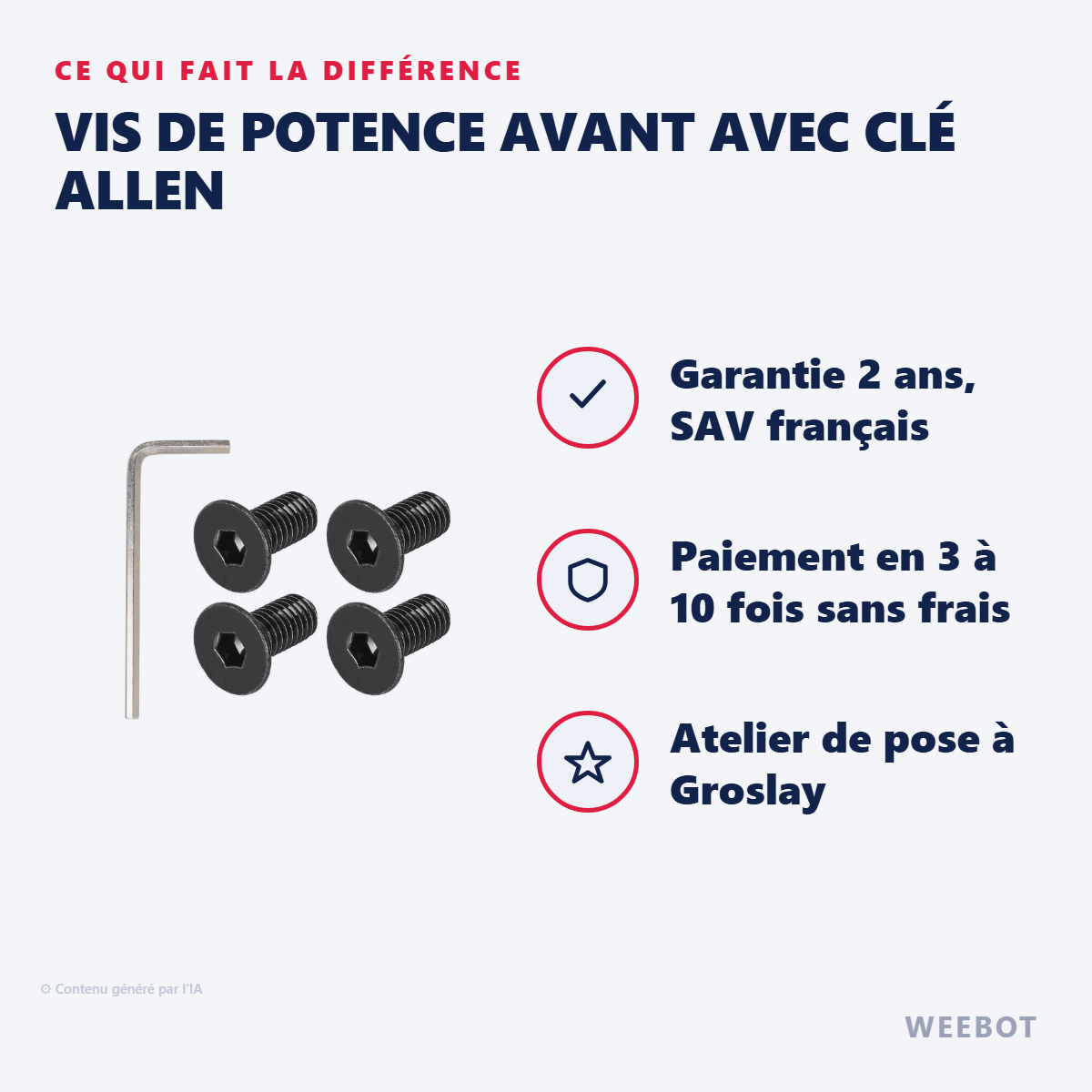Vis de Potence Avant avec Clé Allen : les points forts