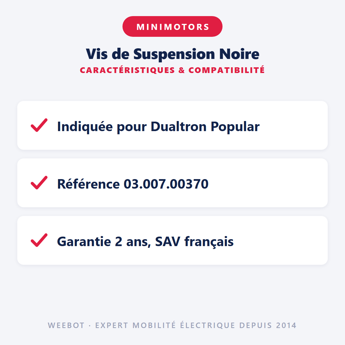 Vis de Suspension Noire : caractéristiques et compatibilité