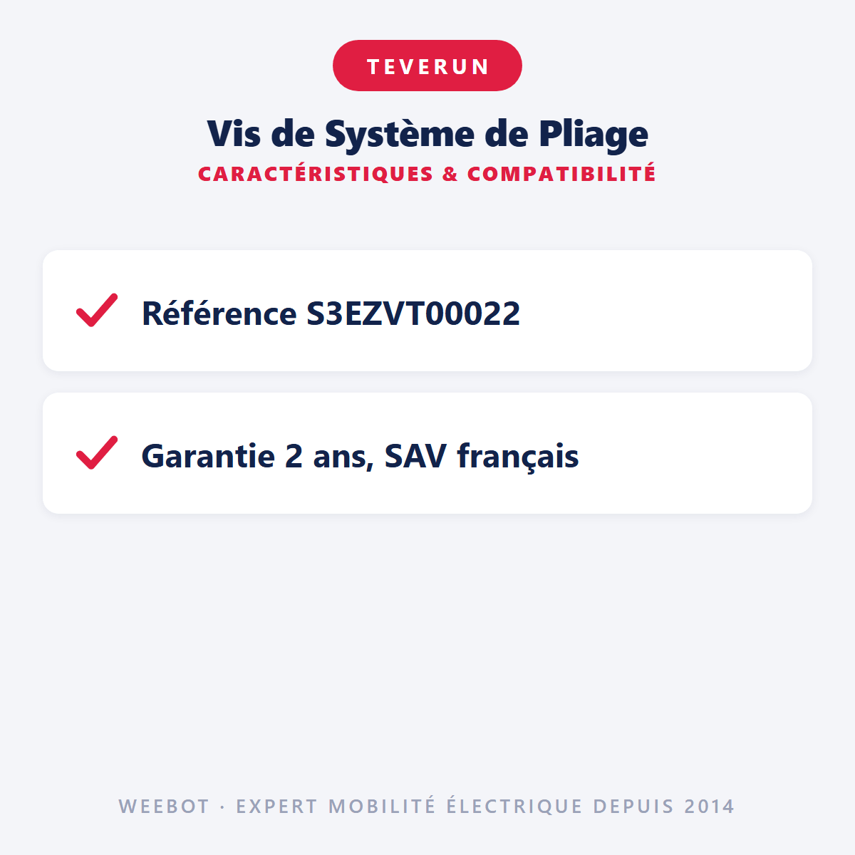 Vis de Système de Pliage pour Trottinette Electrique Teverun - Weebot