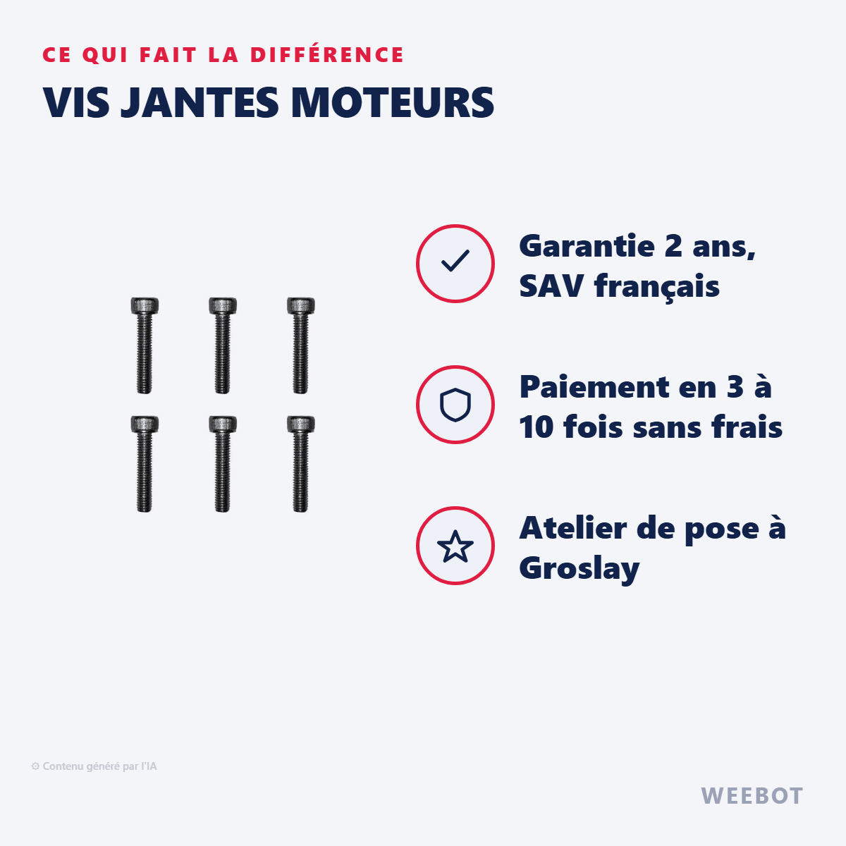 Vis Jantes Moteurs pour Trottinette Électrique Dualtron Minimotors (Sauf Mini) - Weebot