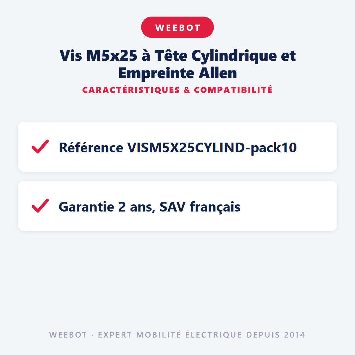 Vis M5x25 à Tête Cylindrique et Empreinte Allen : caractéristiques et compatibilité