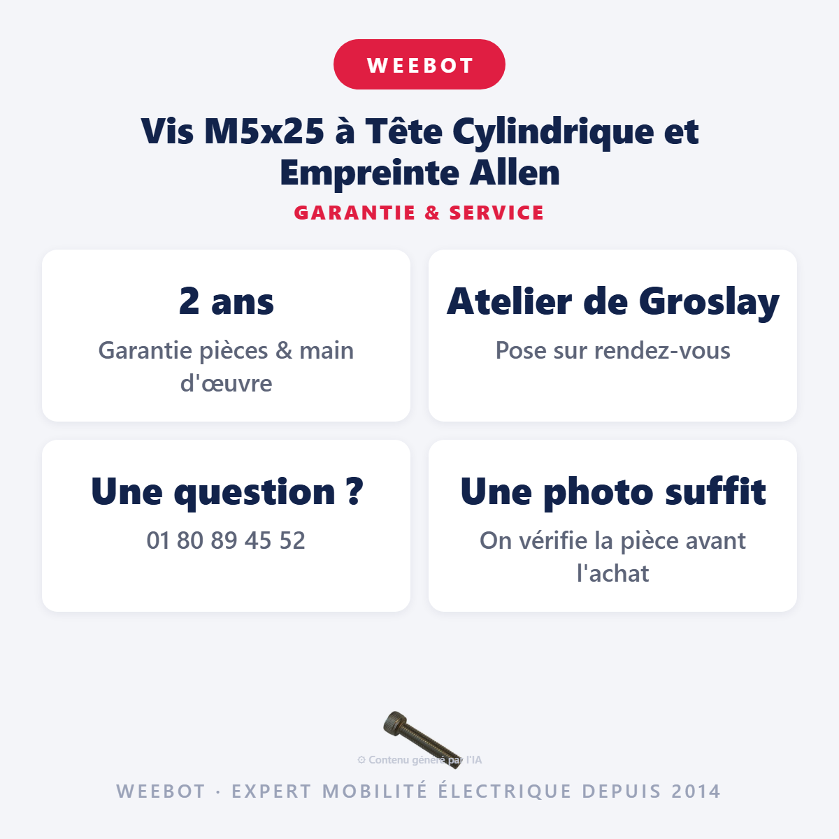 Vis M5x25 à Tête Cylindrique et Empreinte Allen : garantie 2 ans et service après-vente