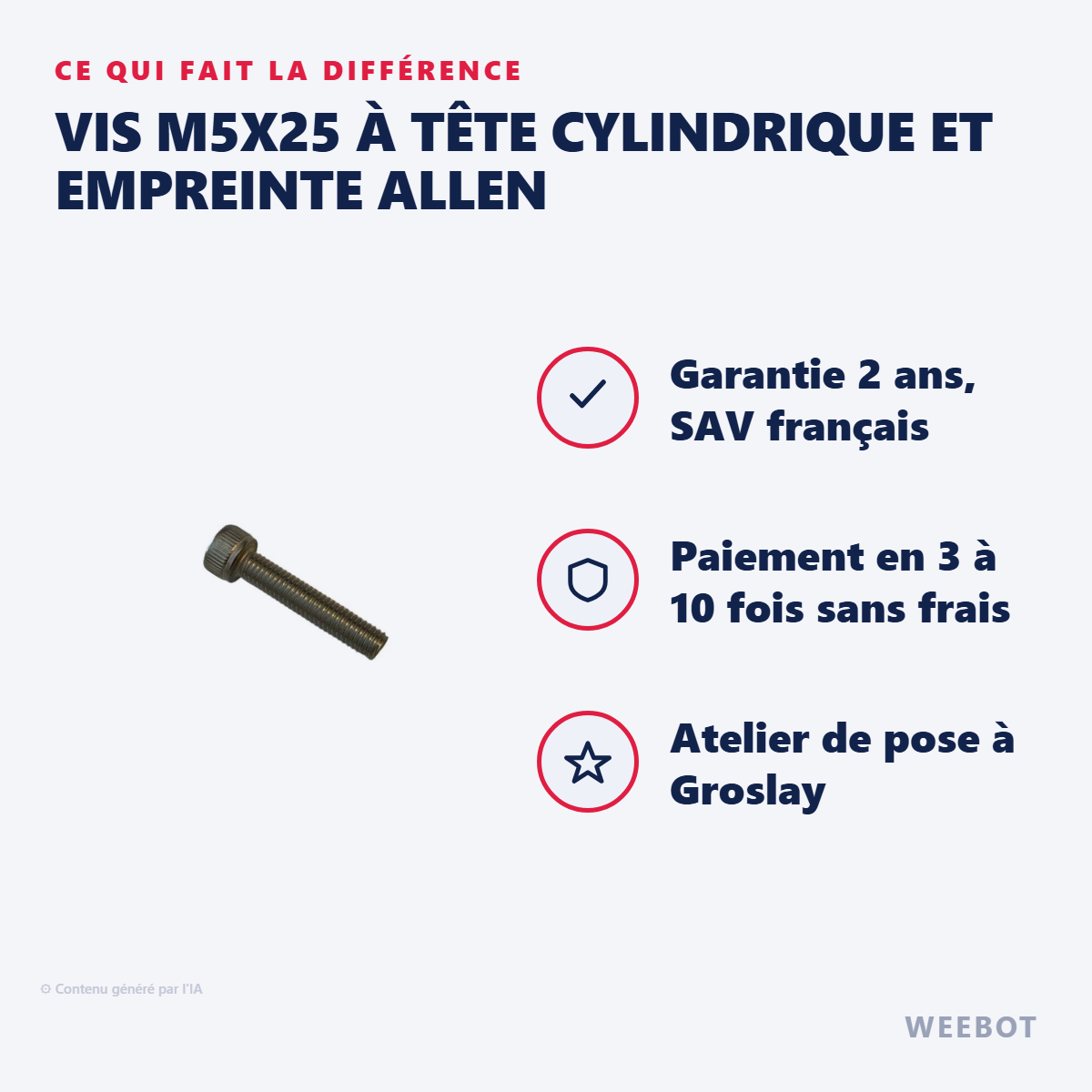 Vis M5x25 à Tête Cylindrique et Empreinte Allen : les points forts