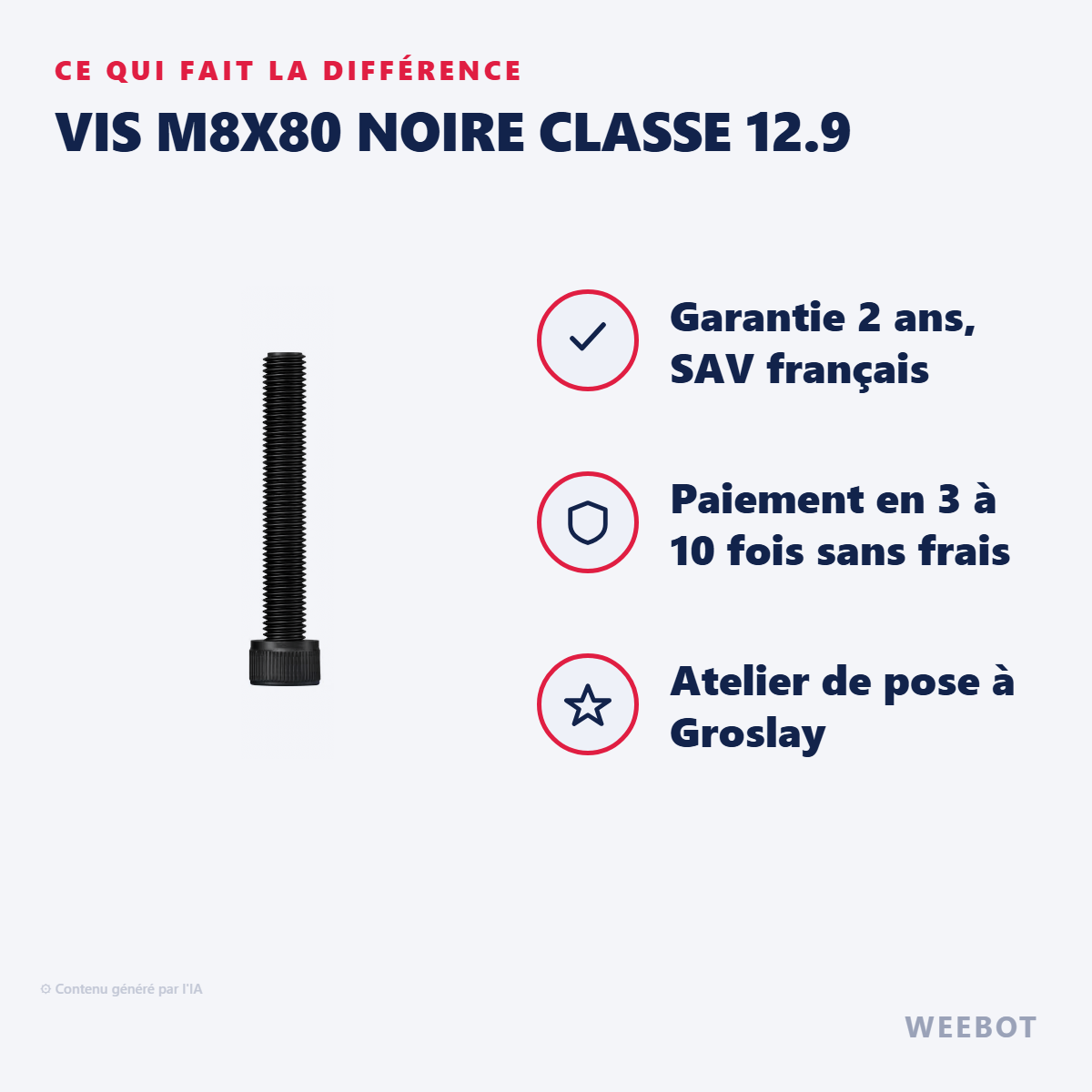 Vis M8x80 Noire Classe 12.9 : les points forts