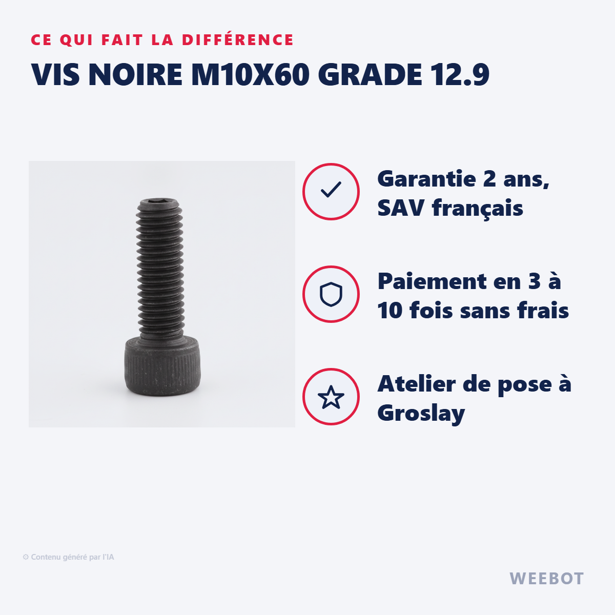 Vis Noire M10x60 Grade 12.9 : les points forts
