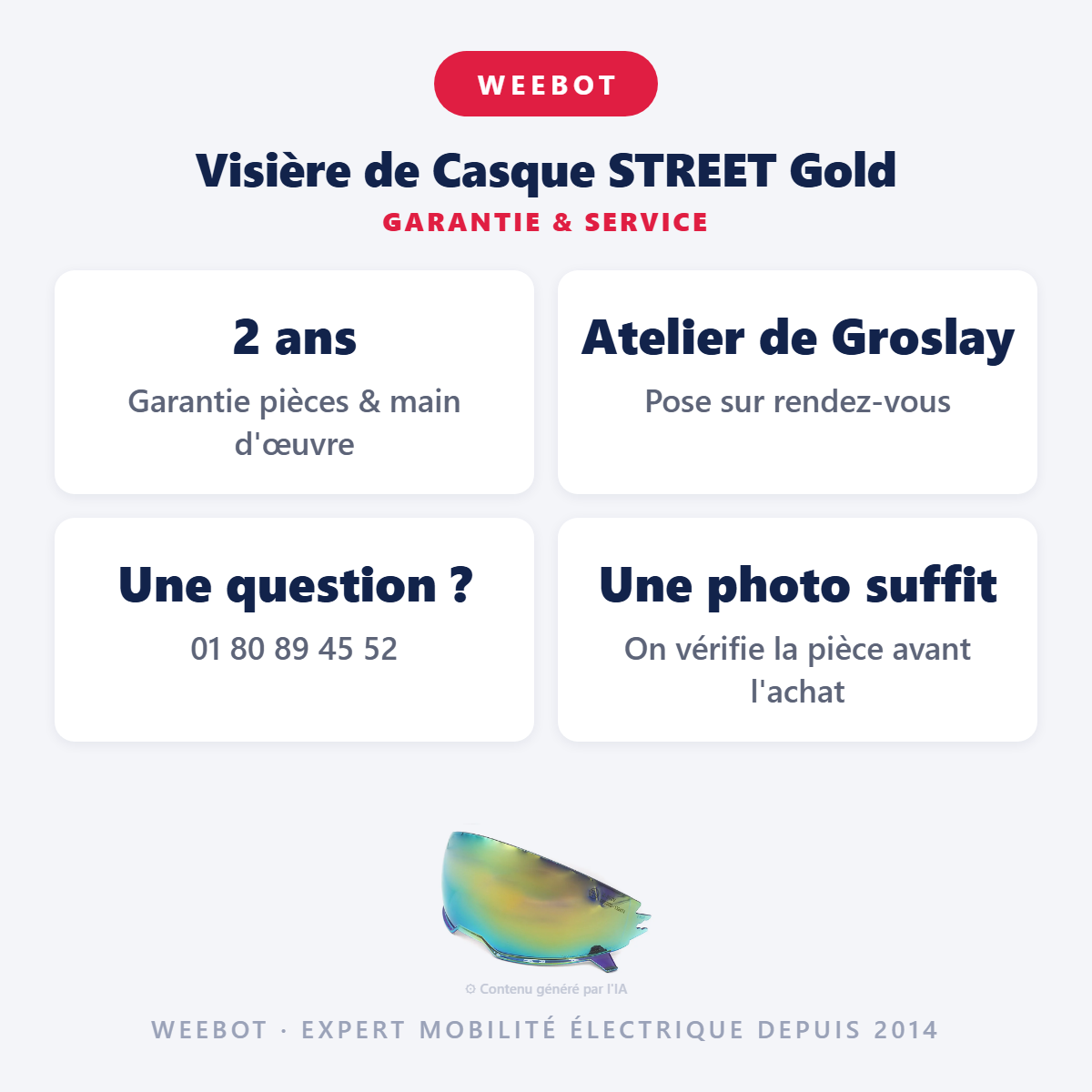 Visière de Casque STREET Gold : garantie 2 ans et service après-vente