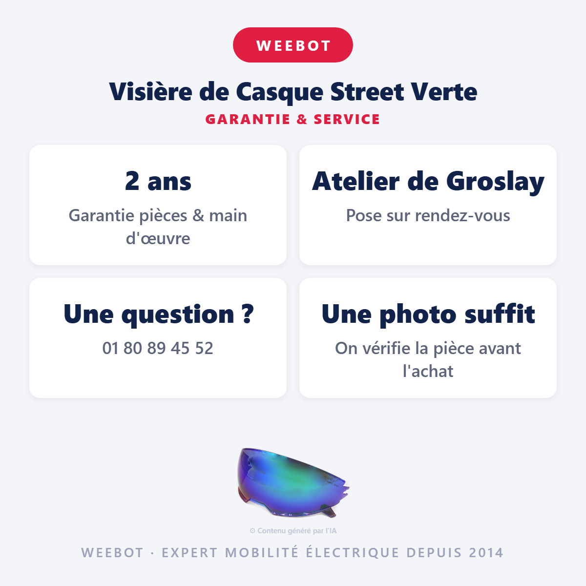 Visière de Casque Street Verte : garantie 2 ans et service après-vente