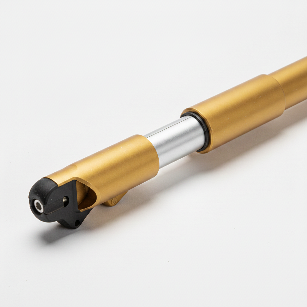 Suspension Avant Réglable Droite Dorée Kaabo Wolf King GTR, packshot studio sur fond blanc
