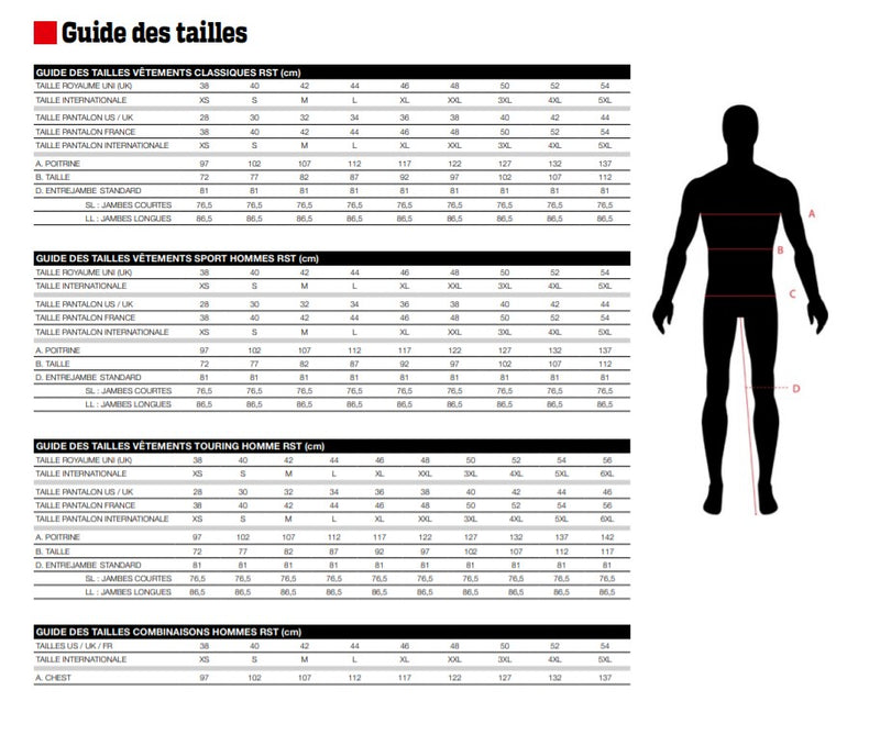 Guide taille vetements RST