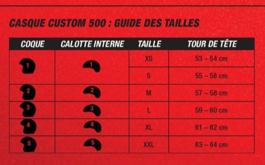 Guide taille casque ball Custom500 c500
