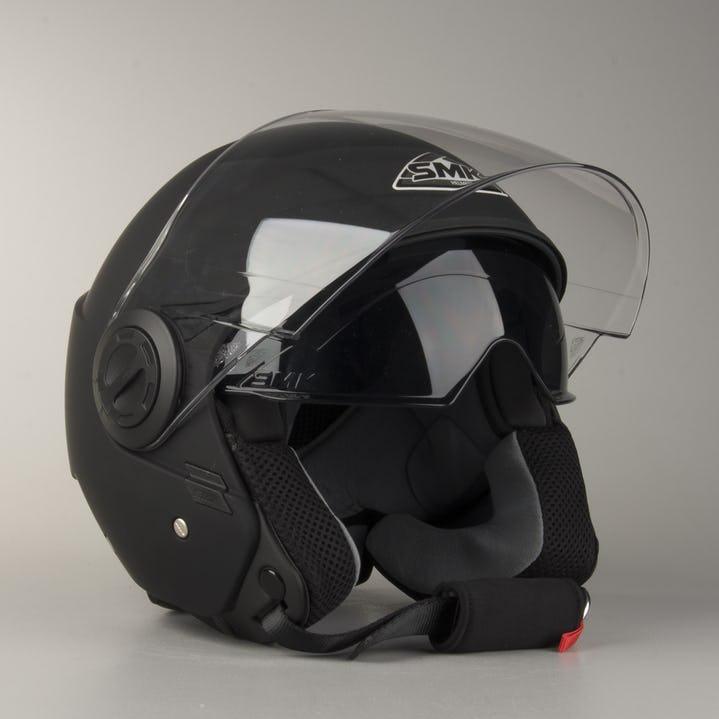 casque moto jet smk cooper noir mat black matte pas cher ouvert