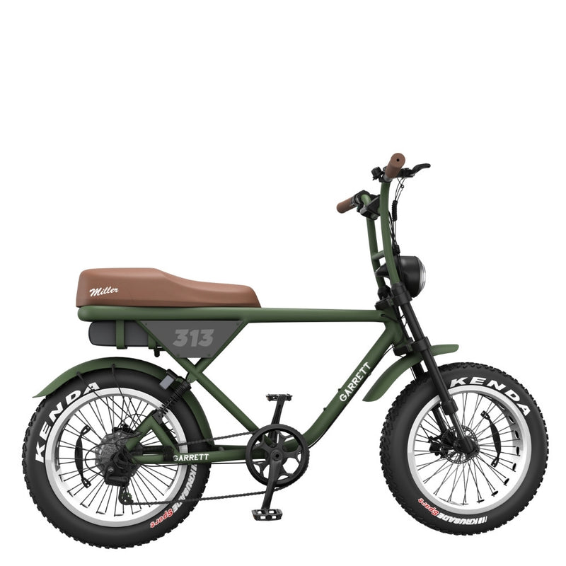 velo fat bike electrique garrett miller z vert militaire pneu tout terrain off road kendant 20 pouces