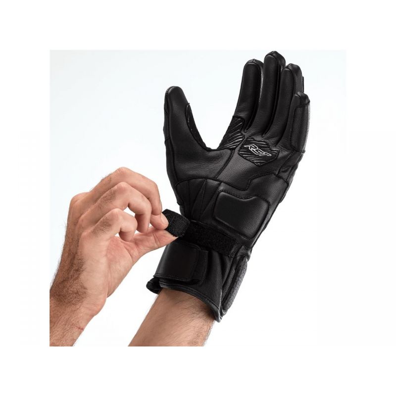 gants rst turbine waterproof cuir noir poignet velcro paume impermeable pas cher