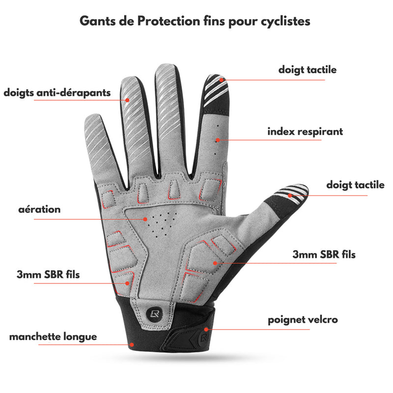 gants velo protection cycliste noir gris coupe vent pas cher presentation