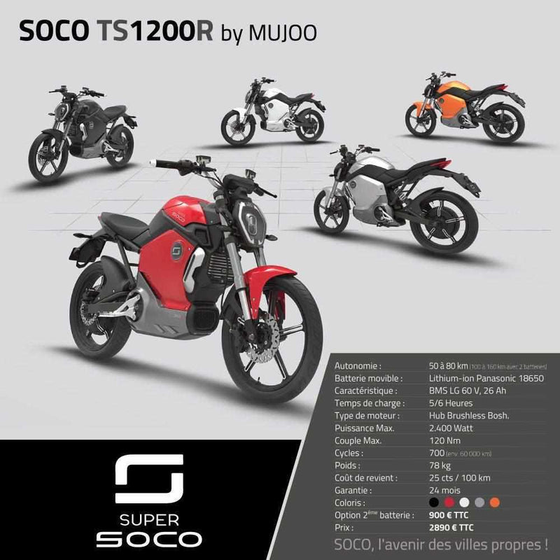 Super Soco TSX de Ducati, Moto Électrique (60 Volts) (2 Places