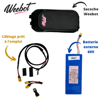 Pack batterie externe avec sacoche pour trottinette électrique.