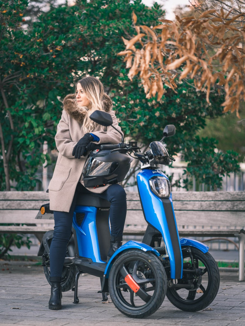 scooter electrique 3 roues doohan itango bleu 50cc lifestyle france femme