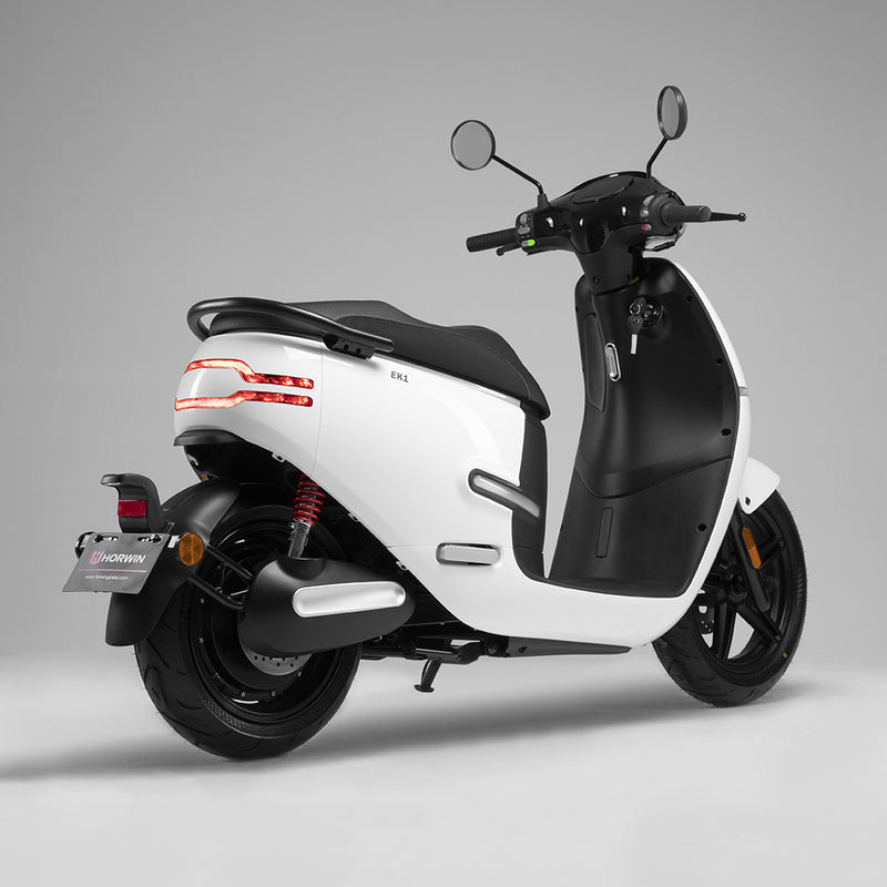 scooter electrique horwin ek1 blanc 50cm3 50cc pas cher moteur brushless moyeu arrière