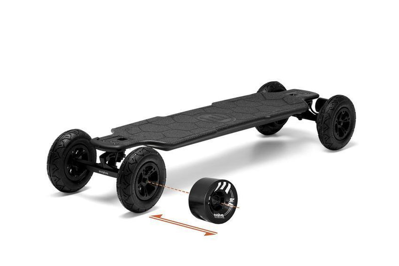 skateboard electrique evolve gtr carbone 2et1 changement roue